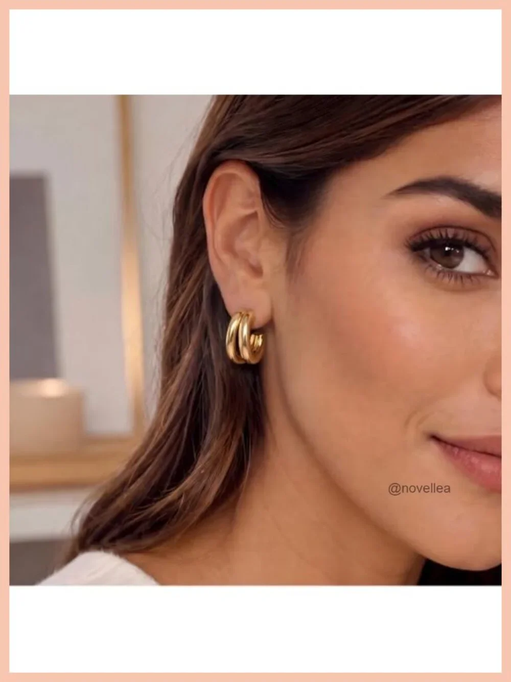 Chunky Gold Plated Triple Hoop Earrings for Women Hypoallergenic Trendy